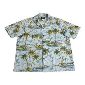 Vintage 90s Hawaiian Collection Reserve Shirt Mens XL Palm Tree Island AOP USA